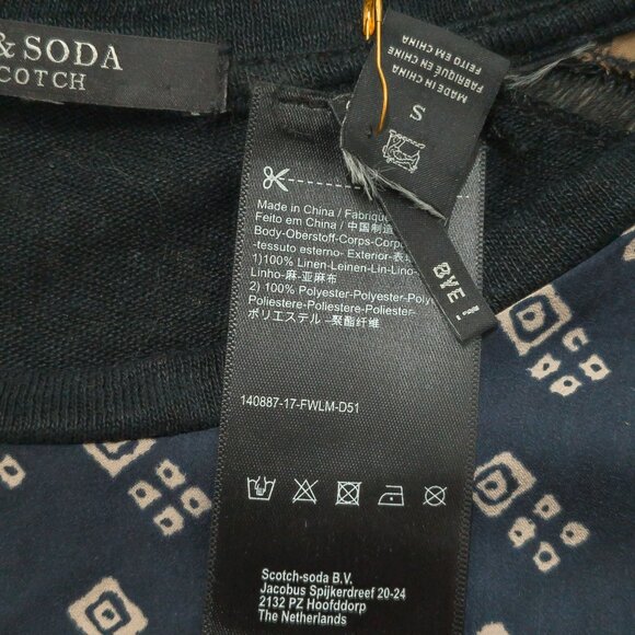 Scotch & Soda Mixed-Media Tee | Linen Knit + Printed Front | Sz S - Picture 4 of 10